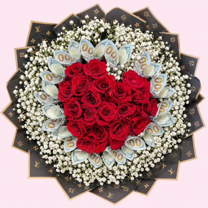 Royal Crimson Money Rose Bouquet